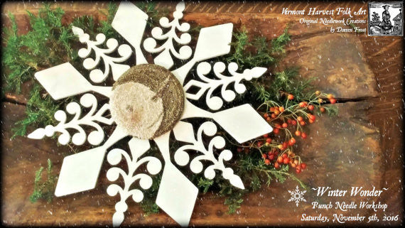 Winter Wonder Primitive Snowflake Christmas Tree Ornament Punch Needle –  Vermont Harvest Folk Art by Doreen Frost